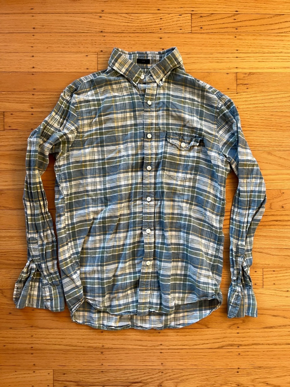 Baird McNutt J.Crew Plaid Shirt Mens Medium Irish Linen